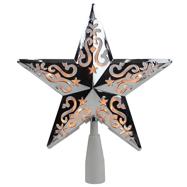 Northlight 8-in Silver Lighted Star Christmas Tree Topper 32606345 | RONA