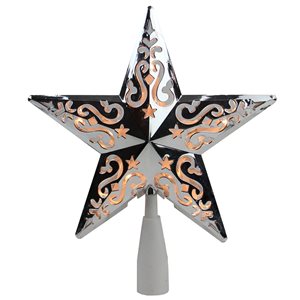 Northlight  8-in Silver Lighted Star Christmas Tree Topper