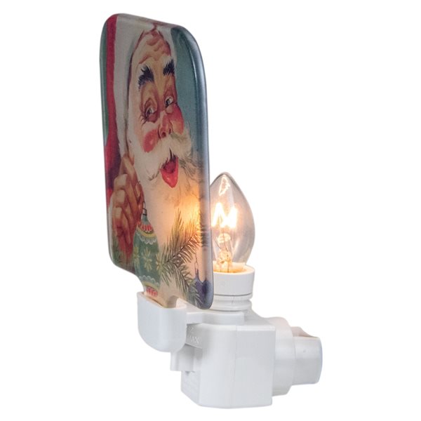 Northlight 4-in Red and Blue Santa Glass Christmas Night Light