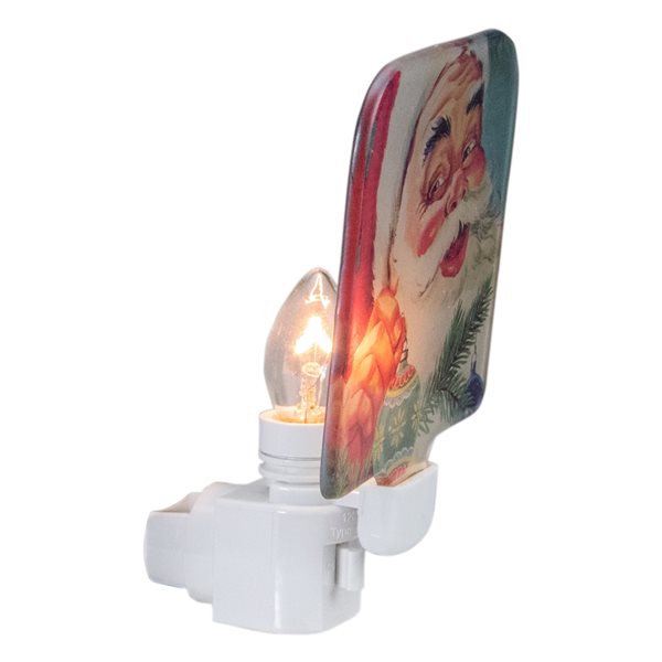 Northlight 4-in Red and Blue Santa Glass Christmas Night Light