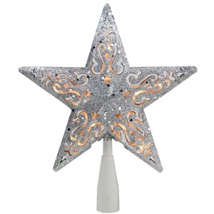 Northlight  8.5-in Silver Lighted Star Christmas Tree Topper