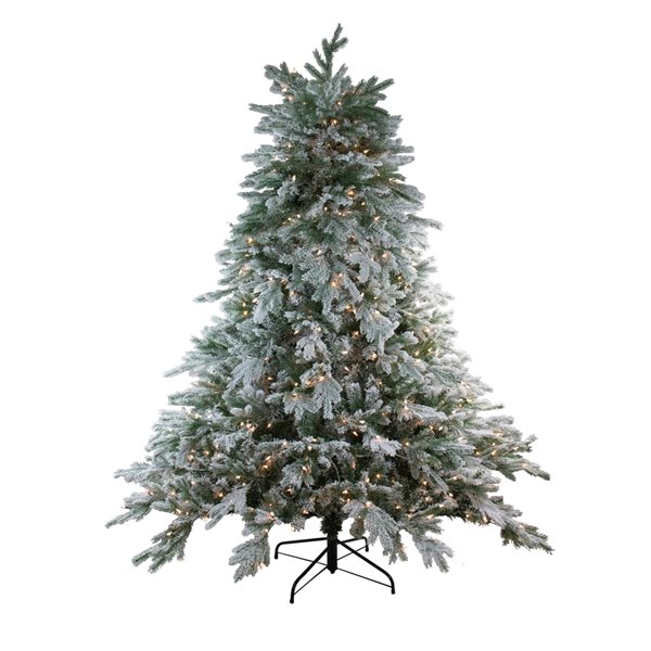 Northlight 6.5-ft Full Frosted Butte Fir Pre-Lit Artificial Christmas Tree with Warm White Lights