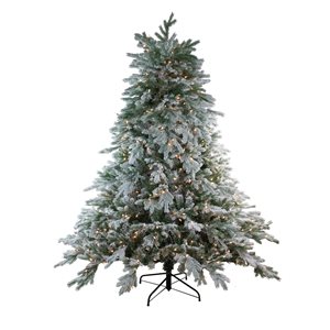 Northlight 6.5-ft Full Frosted Butte Fir Pre-Lit Artificial Christmas Tree with Warm White Lights