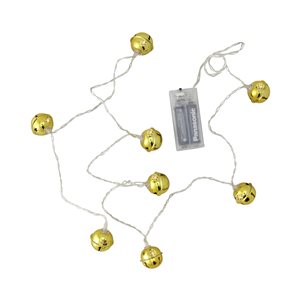 Northlight 8-Count 3.25-ft Gold LED Battery-Operated Indoor/Outdoor Jingle Bell Christmas String Lights