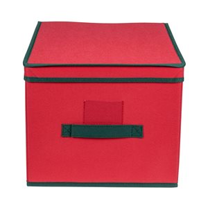 Northlight 16-in Red and Green Collapsible Christmas Decoration Storage Box with Handles