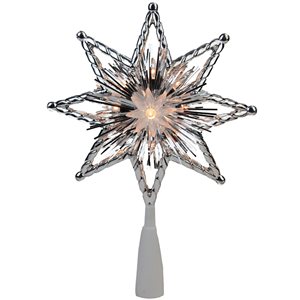 Northlight  8-in Silver and Grey Lighted Star Christmas Tree Topper