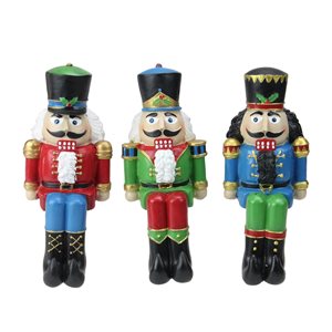 Northlight 7.5-in Red, Blue and Green Nutcracker Christmas Stocking Holders - Set of 3
