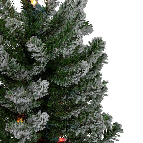 Northlight 6-ft Flocked Alpine Pre-Lit Artificial Christmas Tree with Multicolour Lights