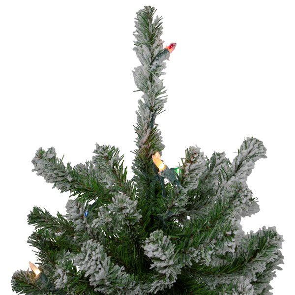 Northlight 6-ft Flocked Alpine Pre-Lit Artificial Christmas Tree with Multicolour Lights