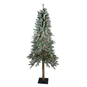 Northlight 6-ft Flocked Alpine Pre-Lit Artificial Christmas Tree with Multicolour Lights
