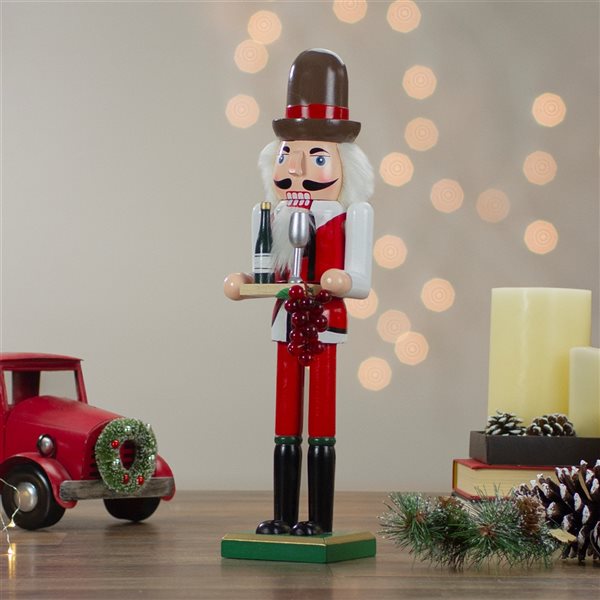 Northlight 15-in Red and White Grapes Winemaker Christmas Nutcracker Figurine