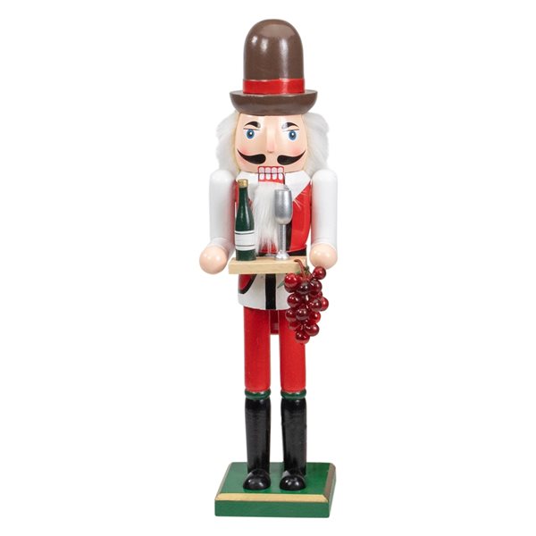 Northlight 15-in Red and White Grapes Winemaker Christmas Nutcracker Figurine