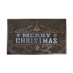 Northlight Copper and Silver Merry Christmas With Reindeer Christmas Doormat