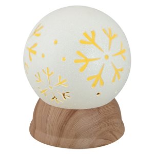 Northlight 6.5-in Lit White and Brown Globe with Snowflakes