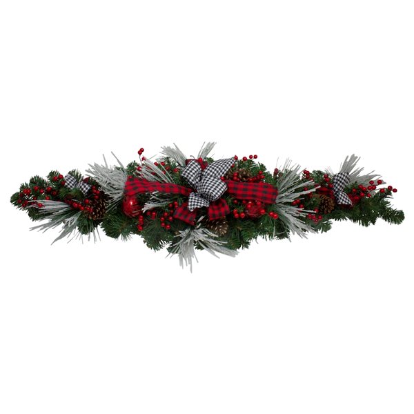 Northlight 52-in Pre-Lit Pre-Decorated Artificial Christmas Swag with Bows and Berries 34317257