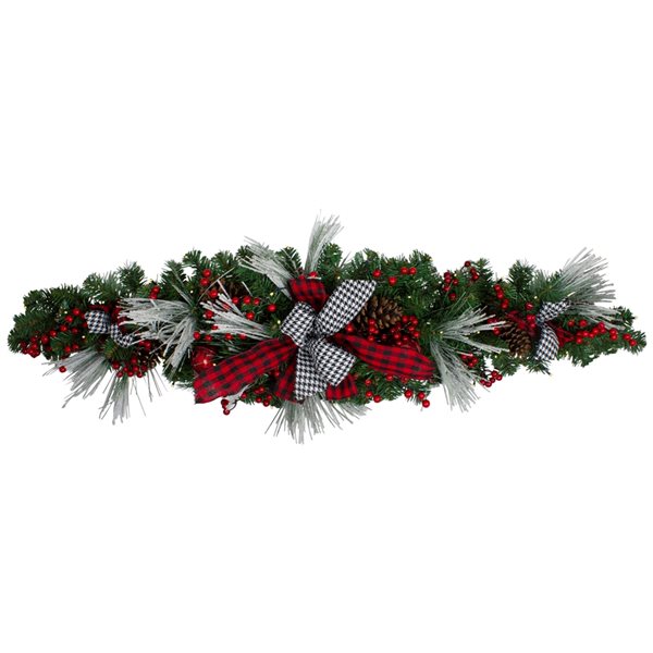 Northlight 52-in Pre-Lit Pre-Decorated Artificial Christmas Swag with Bows  and Berries