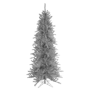 Northlight 9-ft Slim Silver Tinsel Artificial Christmas Tree - Unlit