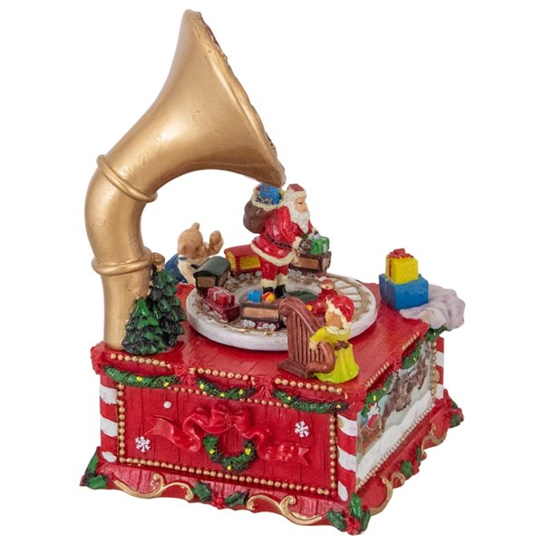 Northlight 7-in Musical Santa Claus on Gramophone Christmas Music Box