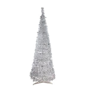 Northlight 6-ft Silver Tinsel Pre-Lit Artificial Christmas Tree with Warm White Lights