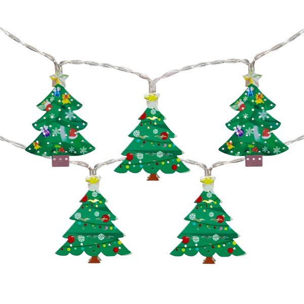 Northlight 10-Count 4.5-ft Metal Christmas Tree LED Battery-Operated Indoor Christmas String Lights