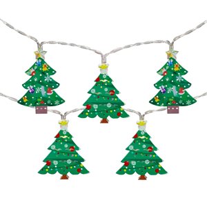 Northlight 10-Count 4.5-ft Metal Christmas Tree LED Battery-Operated Indoor Christmas String Lights