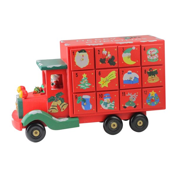 Northlight | 14-In Red Children Advent Calendar Storage Truck Christmas Decor | Rona