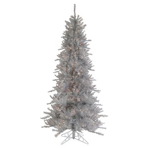 Northlight 6.5-ft Slim Silver Tinsel Pine Pre-Lit Artificial Christmas Tree with Warm White Lights