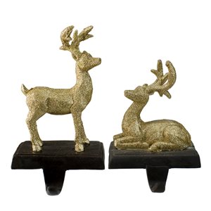 Northlight 8.5-in Gold Reindeer Glittered Christmas Stocking Holders - Set of 2