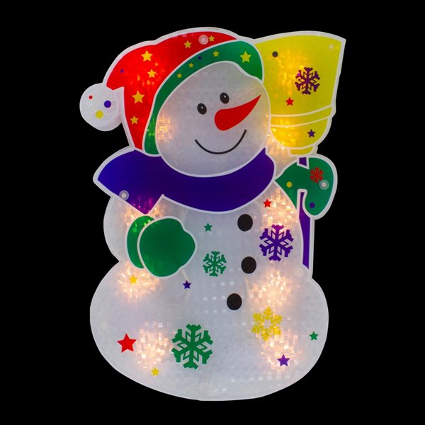 Northlight 12.5-in Lighted White Snowman Christmas Window Silhouette Decor
