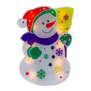 Northlight 12.5-in Lighted White Snowman Christmas Window Silhouette Decor