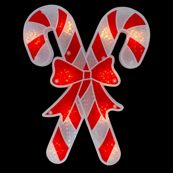 Northlight 12-in Lighted Holographic Candy Cane Christmas Window Silhouette Decor
