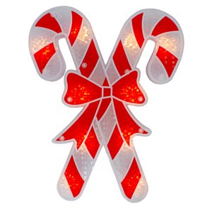 Northlight 12-in Lighted Holographic Candy Cane Christmas Window Silhouette Decor