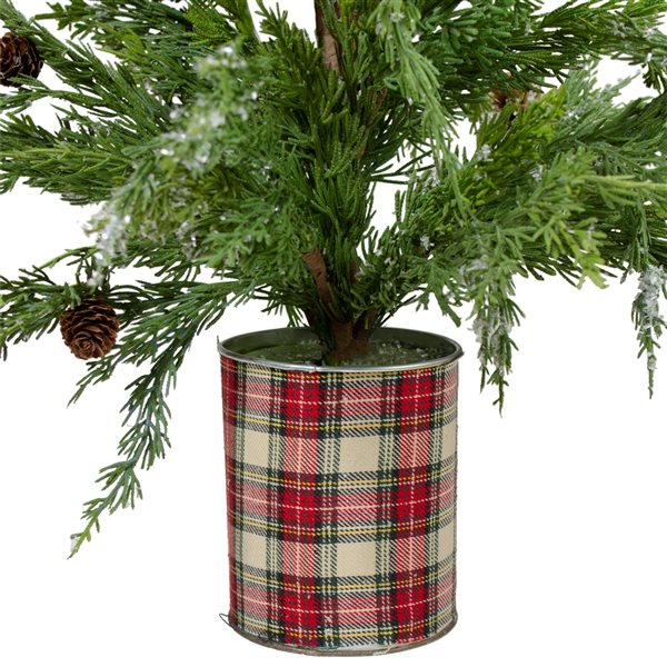 Northlight 2-ft Iced Cedar Unlit Artificial Christmas Tree in Plaid Pot