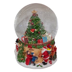 Northlight 5-in Musical Santa Giving Gifts Christmas Tree Snow Globe