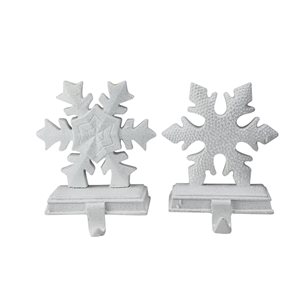 Northlight 9.5-in White Glittered Snowflake Christmas Stocking Holders - Set of 2