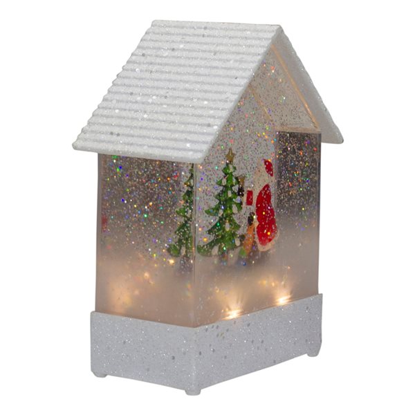 Northlight 8.25-in White and Red House Shaped Christmas Snow Globe