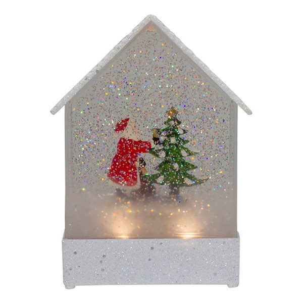 Northlight 8.25-in White and Red House Shaped Christmas Snow Globe
