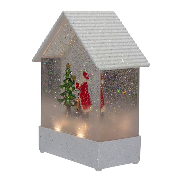 Northlight 8.25-in White and Red House Shaped Christmas Snow Globe