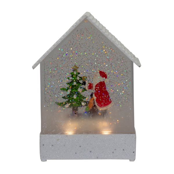 Northlight 8.25-in White and Red House Shaped Christmas Snow Globe