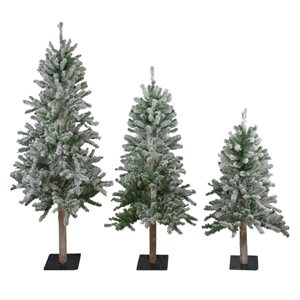 Northlight 5-ft Flocked Alpine Unlit Artificial Christmas Trees - Set of 3