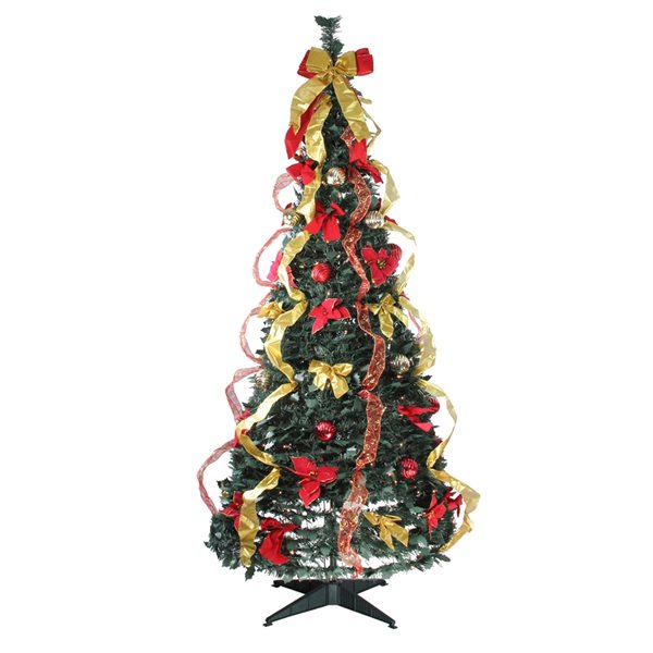 Northlight 6-ft Pre-Lit Artificial Christmas with Warm White Light and Gold and Red Ornaments