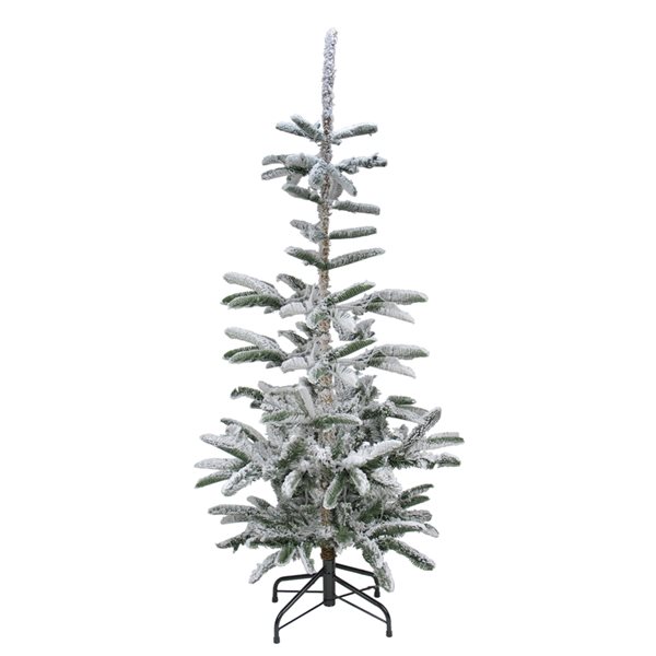 Northlight 6.5-ft Slim Green Flocked Noble Fir Unlit Artificial ...