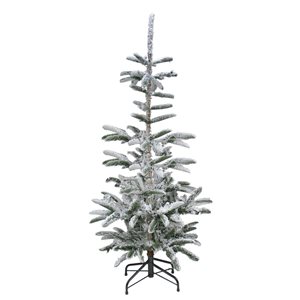 Northlight 6.5-ft Slim Green Flocked Noble Fir Unlit Artificial Christmas Tree