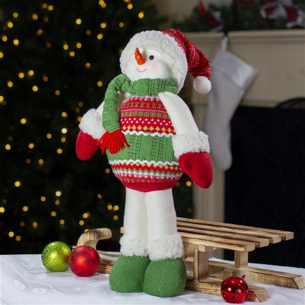 Northlight 17.5-in Red and Green Jolly Plush Snowman Christmas Figure