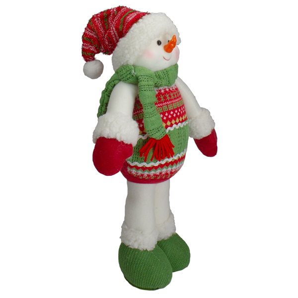 Northlight 17.5-in Red and Green Jolly Plush Snowman Christmas Figure