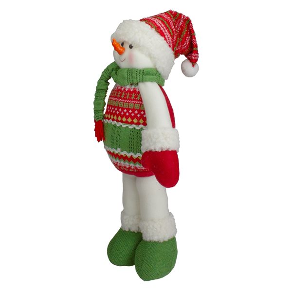 Northlight 17.5-in Red and Green Jolly Plush Snowman Christmas Figure