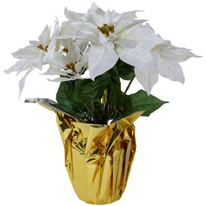 Northlight 17-in Potted White Artificial Poinsettia Christmas Arrangement