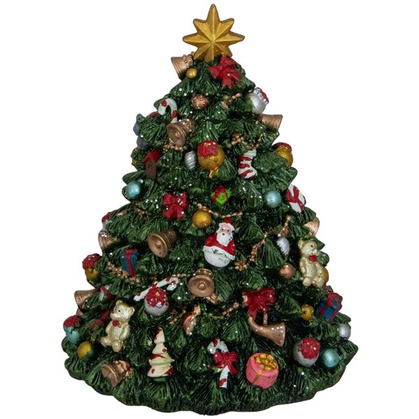 Northlight 6.25-in Green Musical Rotating Christmas Tree Figurine