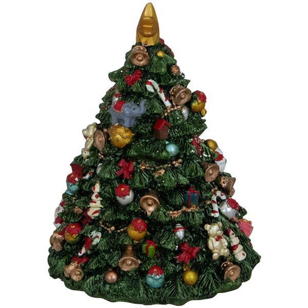 Northlight 6.25-in Green Musical Rotating Christmas Tree Figurine