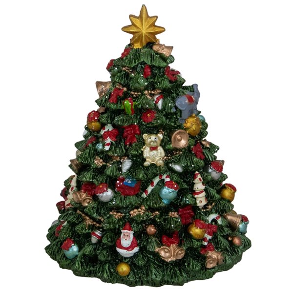 Northlight 6.25-in Green Musical Rotating Christmas Tree Figurine